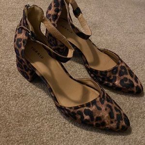 Leopard ankle strap heels